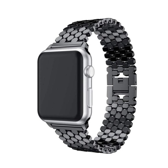 NEW Luxury Adjustable BLACK Stainless Steel Strap band For Apple Watch - Picture 1 of 7